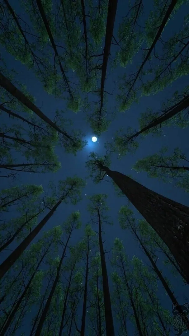 Up - The photo, Nature, moon, Top, Tree, Forest, Beautiful view