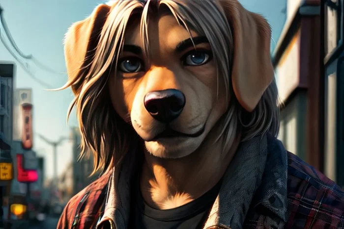 Фурри арт от Wolfmks #309 Who is this? - Моё, Арты нейросетей, Фурри, Furry Art, Furry Dog, Длиннопост