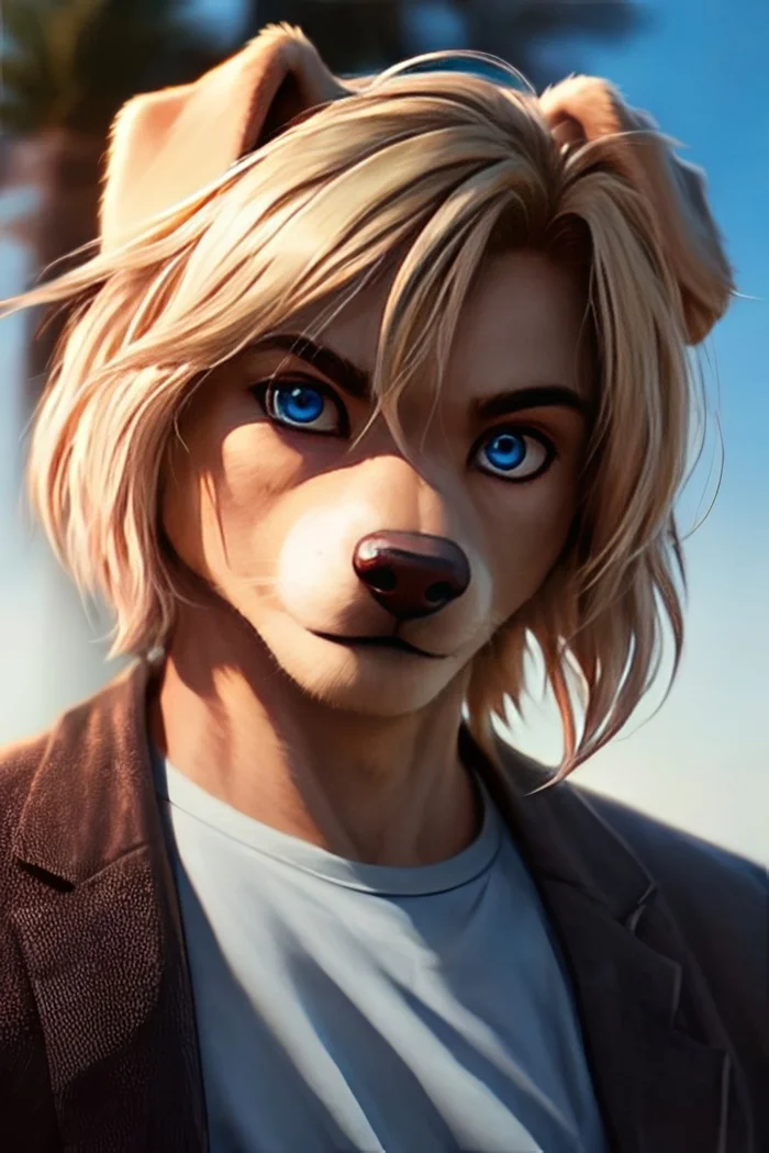 Фурри арт от Wolfmks #309 Who is this? - Моё, Арты нейросетей, Фурри, Furry Art, Furry Dog, Длиннопост