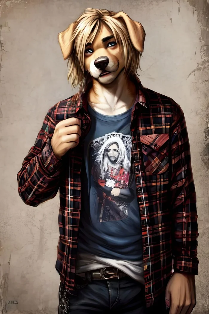 Фурри арт от Wolfmks #309 Who is this? - Моё, Арты нейросетей, Фурри, Furry Art, Furry Dog, Длиннопост