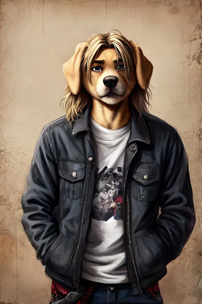 Фурри арт от Wolfmks #309 Who is this? - Моё, Арты нейросетей, Фурри, Furry Art, Furry Dog, Длиннопост