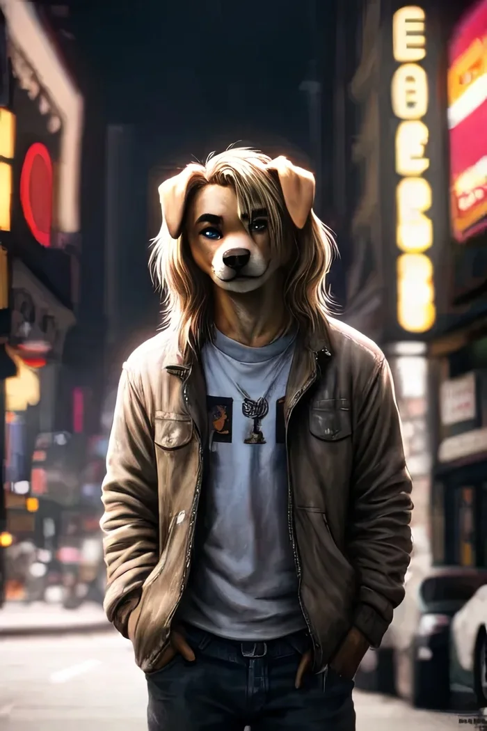 Фурри арт от Wolfmks #309 Who is this? - Моё, Арты нейросетей, Фурри, Furry Art, Furry Dog, Длиннопост