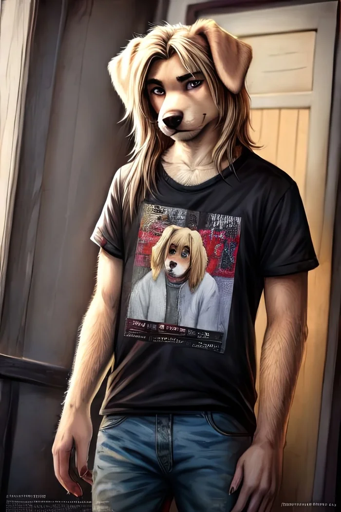 Фурри арт от Wolfmks #309 Who is this? - Моё, Арты нейросетей, Фурри, Furry Art, Furry Dog, Длиннопост