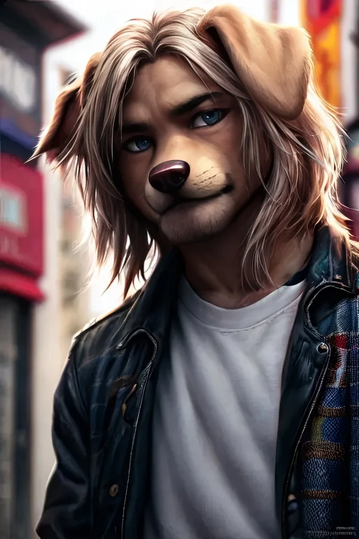 Фурри арт от Wolfmks #309 Who is this? - Моё, Арты нейросетей, Фурри, Furry Art, Furry Dog, Длиннопост