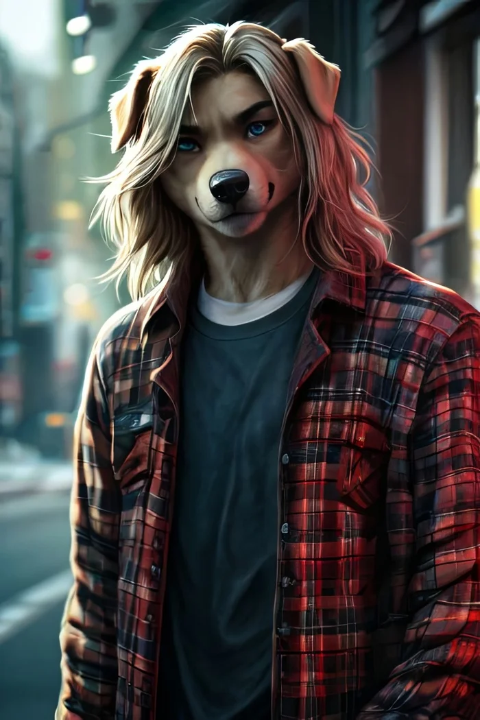 Фурри арт от Wolfmks #309 Who is this? - Моё, Арты нейросетей, Фурри, Furry Art, Furry Dog, Длиннопост