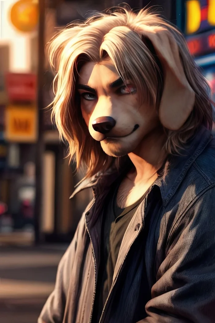 Фурри арт от Wolfmks #309 Who is this? - Моё, Арты нейросетей, Фурри, Furry Art, Furry Dog, Длиннопост