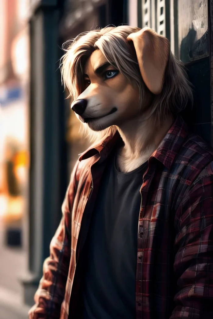 Фурри арт от Wolfmks #309 Who is this? - Моё, Арты нейросетей, Фурри, Furry Art, Furry Dog, Длиннопост