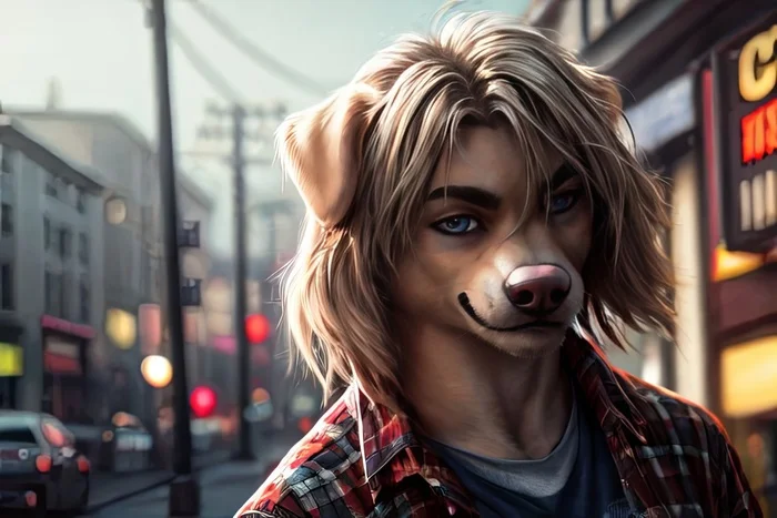 Фурри арт от Wolfmks #309 Who is this? - Моё, Арты нейросетей, Фурри, Furry Art, Furry Dog, Длиннопост