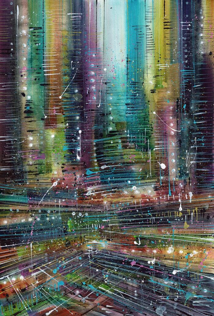 And again the city - My, Watercolor, Paper, Drawing, Town, Acrylic