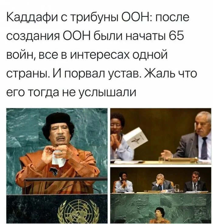 It's a pity - Politics, UN, Picture with text, Muammar Gaddafi