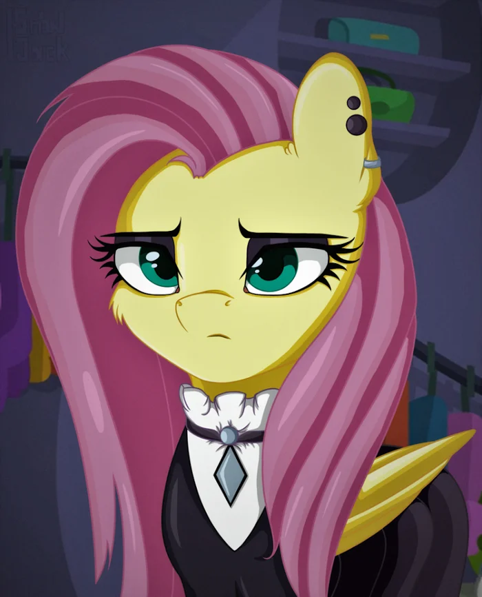 Fluttershy is a goth, so adorable - My little pony, Fluttershy, Milota