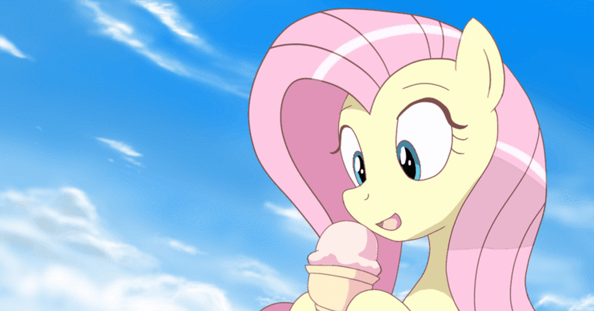 Fluttershy just eats ice cream - My little pony, Fluttershy, Milota, GIF