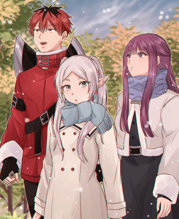    ,  , Anime Art, Frieren, Stark (Sousou no Frieren), Fern, Sousou no Frieren