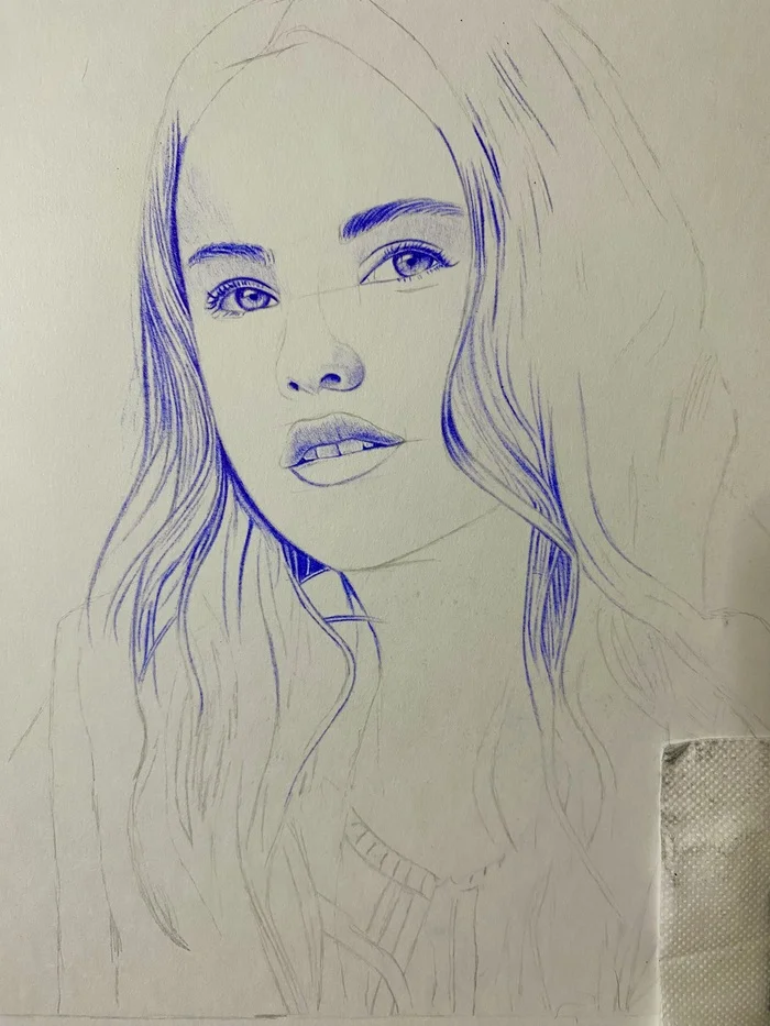 Ballpoint pen. Process - My, Girl, Models, Portrait, Teenagers, Ball pen, Pen drawing, beauty, Artist