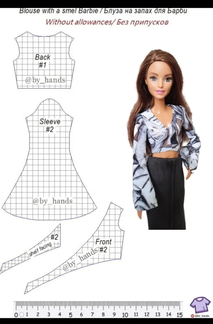 Pattern of a wrap blouse for Barbie - Barbie, Pattern, Cloth, Needlework, With your own hands, Telegram (link), Screenshot