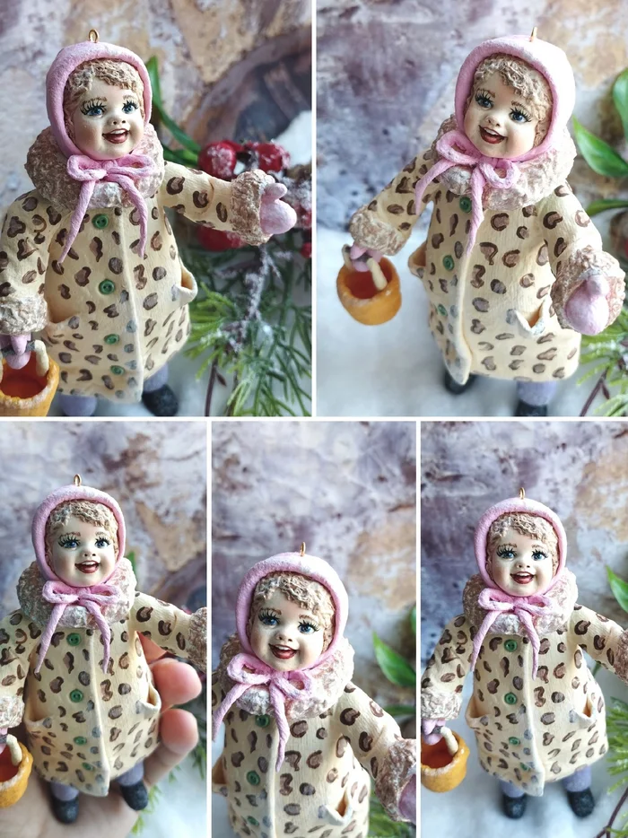 Girl with a basket. Cotton wool toy for the Christmas tree - Christmas trees, Russia, Children, Christmas decorations, beauty, Winter, New Year