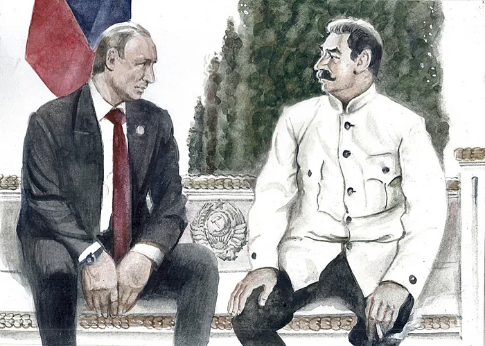 What if this meeting were possible? - Vladimir Putin, Stalin, Fantasy, Popadantsy