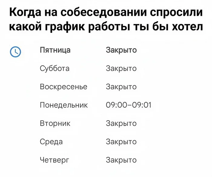 Идеальный график работы - Моё, Юмор, Картинка с текстом, Мемы, Работа, Картинки