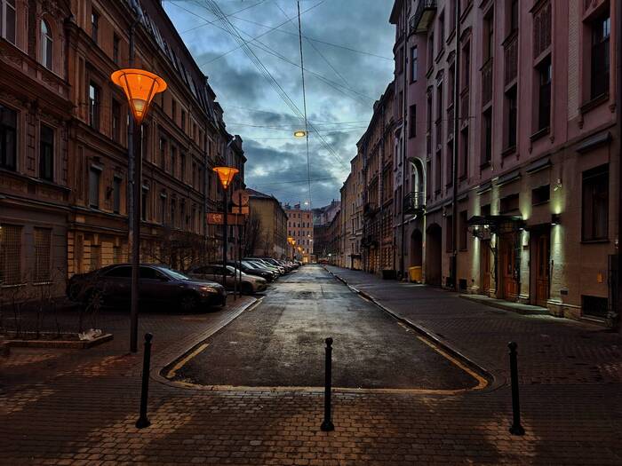 Snowless December morning - My, The photo, Town, Saint Petersburg, The street, Morning, Winter, Mobile photography