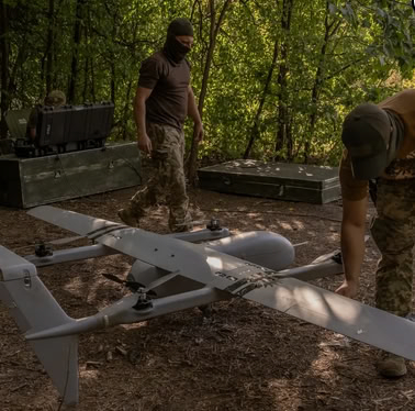 Ukrainian military drone operators near the border with Russia.Photographer: Roman Pilipey/AFP/Getty Images