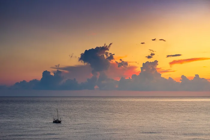 Remembering the summer - My, Sunset, Sea, Landscape, Ship, Clouds, Yacht, Sky, The photo