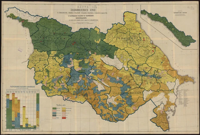 Map of the Transcaucasian region by religion, 19th century - Cards, Caucasus, Российская империя