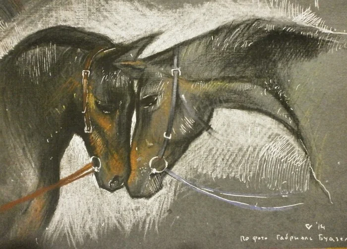 Drawing - My, Drawing, Graphics, Pastel, Horses, Colour pencils, Sketch, Creation