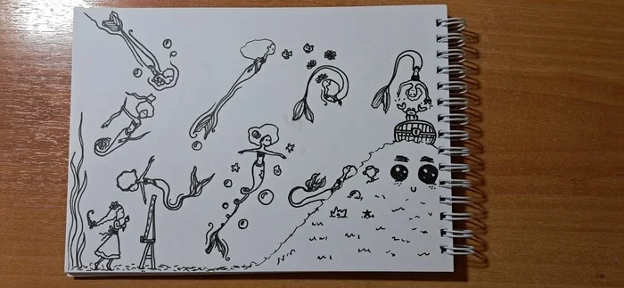 Post #12125174 - My, Drawing, Mermaid, Sketchbook, Liner