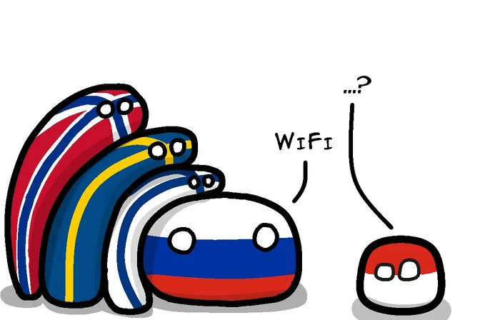 Post #12130932 - Countryballs, Comics, Picture with text, Poland, Russia, Finland, Sweden, Norway, Wi-Fi, Humor, Geography, Strange humor