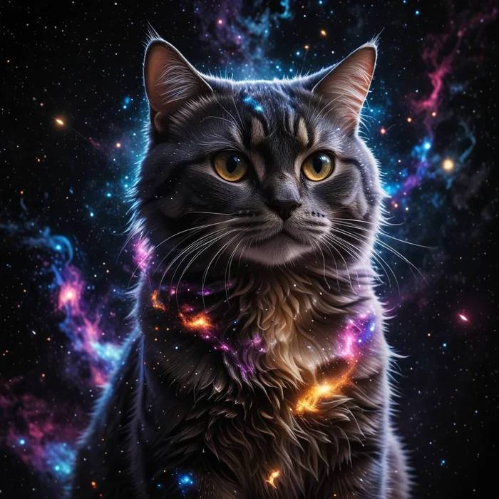 Galaxy Cat - Neural network art, cat, Milota, Pet the cat, Space, Universe, Stars, Avatar, Longpost