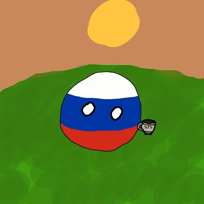 CB tea time - Моё, Countryballs, Арт, Ibispaint, Россия