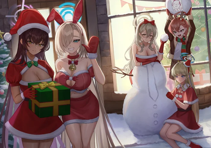 Padoru padoru~ - Anime, Anime art, Blue archive, Kakudate karin, Ichinose asuna, Murokasa Akane, Mikamo Neru, Asuma Toki