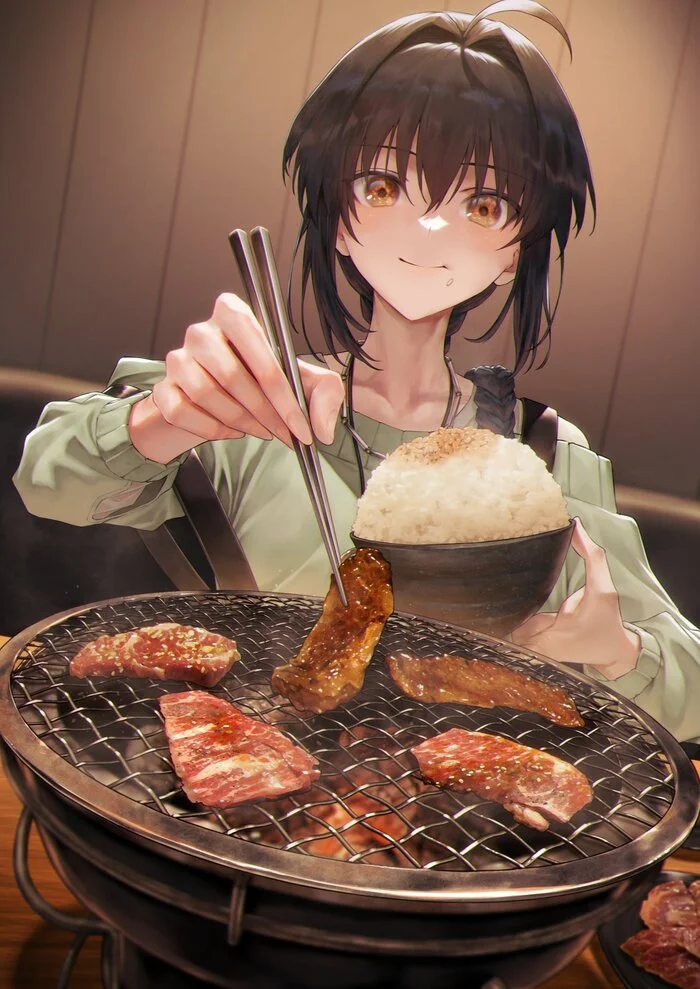 Post #12133552 - Anime, Anime art, Girls, Original character, Art, Food