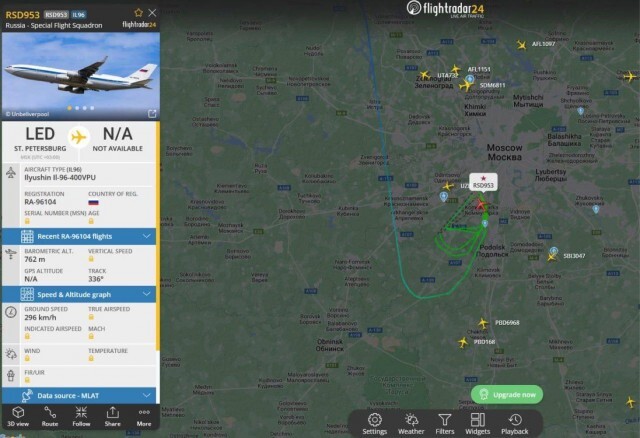 Post #12131164 - Flightradar24, Airplane, IL-96, Special operation, Military establishment