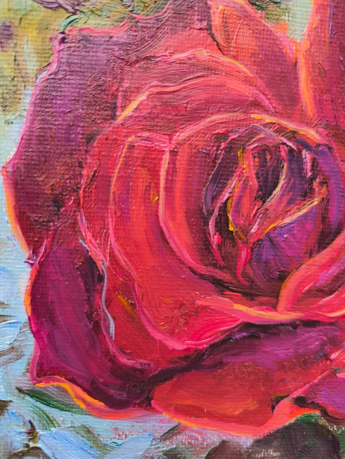 Post #12135671 - My, Author's painting, Oil painting, Painting, the Rose, Longpost