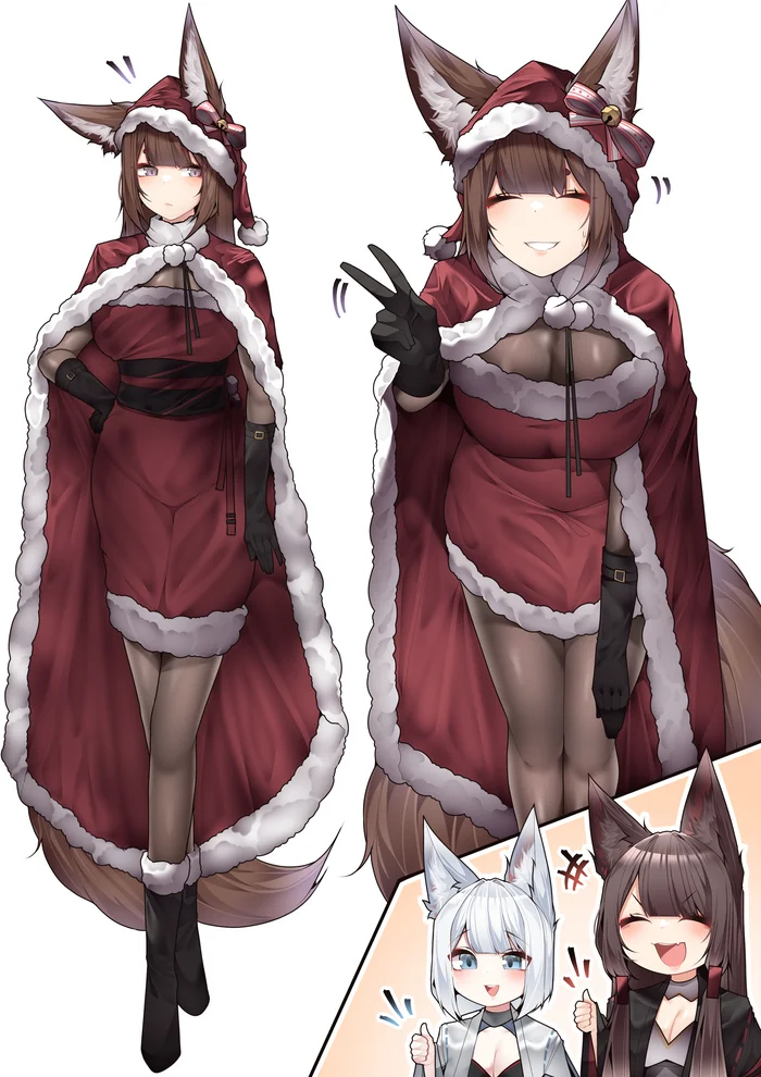 Post #12133048 - Samip, Art, Anime, Anime art, Azur lane, Animal ears, Tail, Kitsune, Amagi, Kaga, Akagi