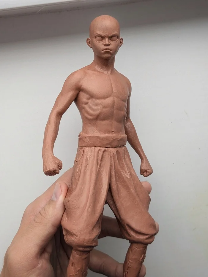 Made a figurine of Avatar Aang from plasticine - My, Avatar: The Legend of Aang, Aang, Plasticine, Sculpture, Handmade, Friday tag is mine, Creation, Needlework with process, Лепка, Video, Vertical video, Soundless, Longpost