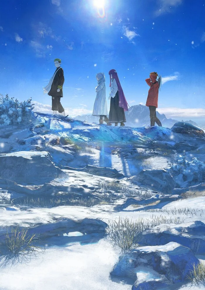 Post #12133480 - Anime, Anime art, Girls, Sousou no Frieren, Fern, Frieren, Stark (Sousou no Frieren), Snow, Art, Winter