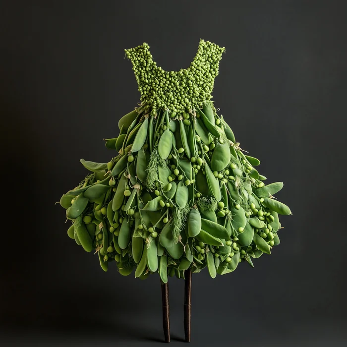 Post #12137130 - My, Neural network art, Нейронные сети, Wordplay, Pun, Humor, The dress, Peas, Midjourney, Dotted, Strange humor, Images, Absurd, Plants, Green pea