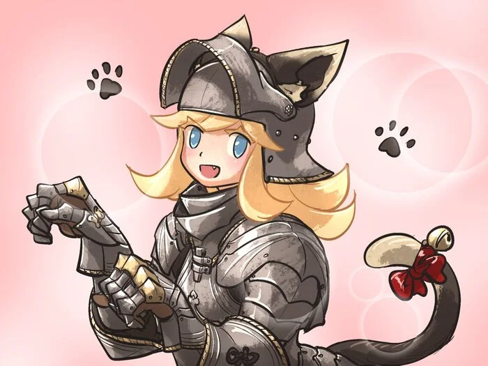 Nyan Nyan Nyan, Ni hao Nyan! - Vanishlily, Art, Anime, Anime art, Original character, Middle Ages, Armor, Animal ears, Tail, Neko