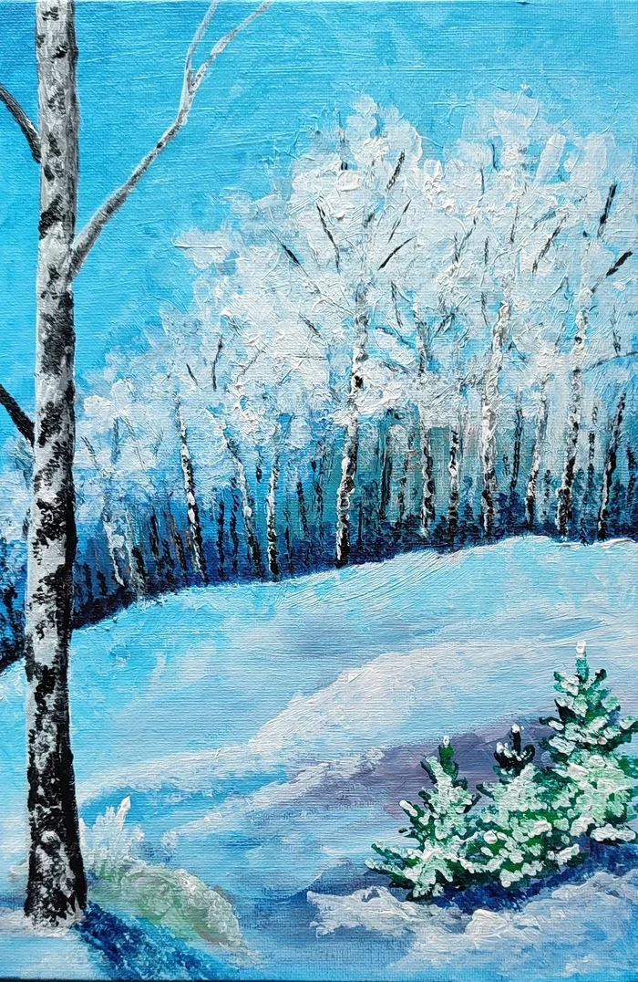 Birch grove - My, Acrylic, Drawing