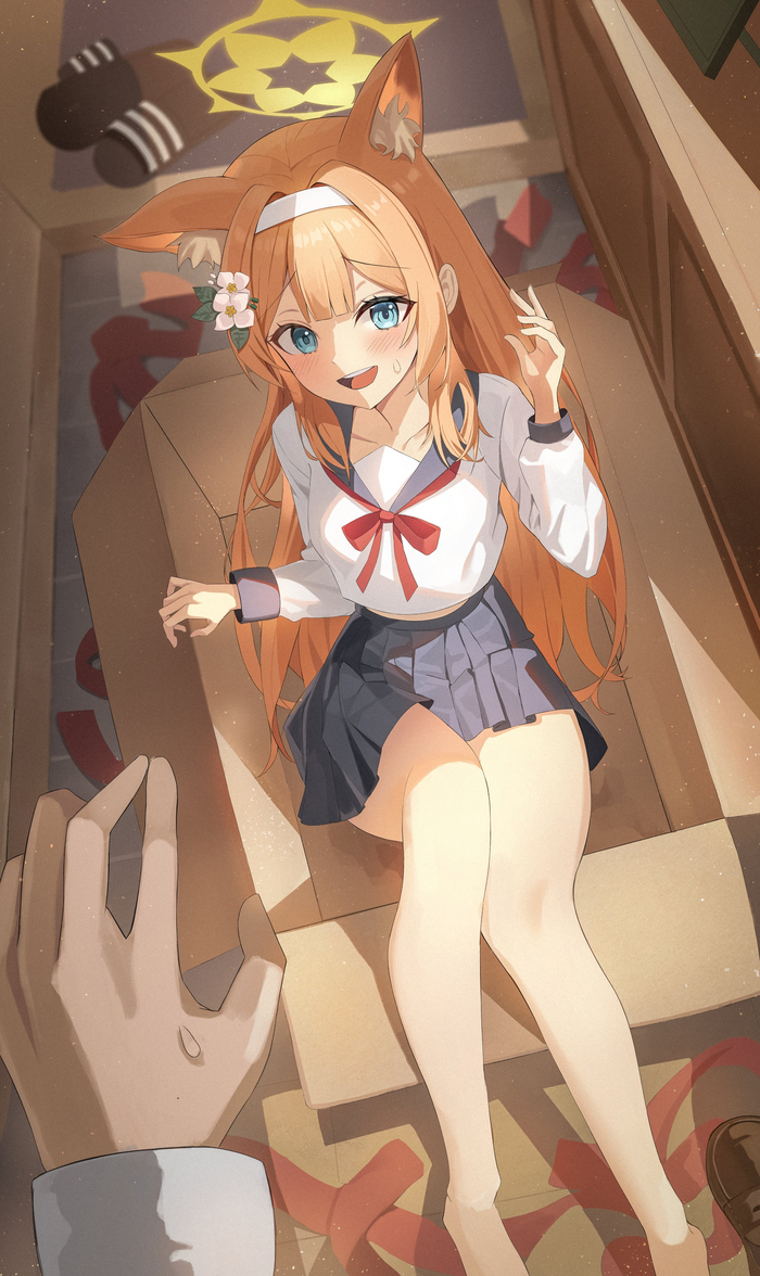 -     ! , Anime Art, Blue Archive, Iochi Mari, Animal Ears,  