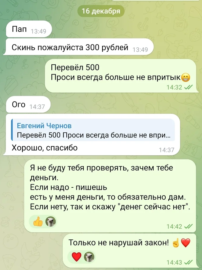 Переписка с сыном, 14 лет - Семья, Дети, Взросление, Мат, Telegram (ссылка), Моё