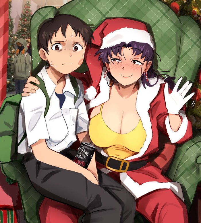  , Anime Art, Misato Katsuragi, Shinji Ikari, Evangelion, Khyleri