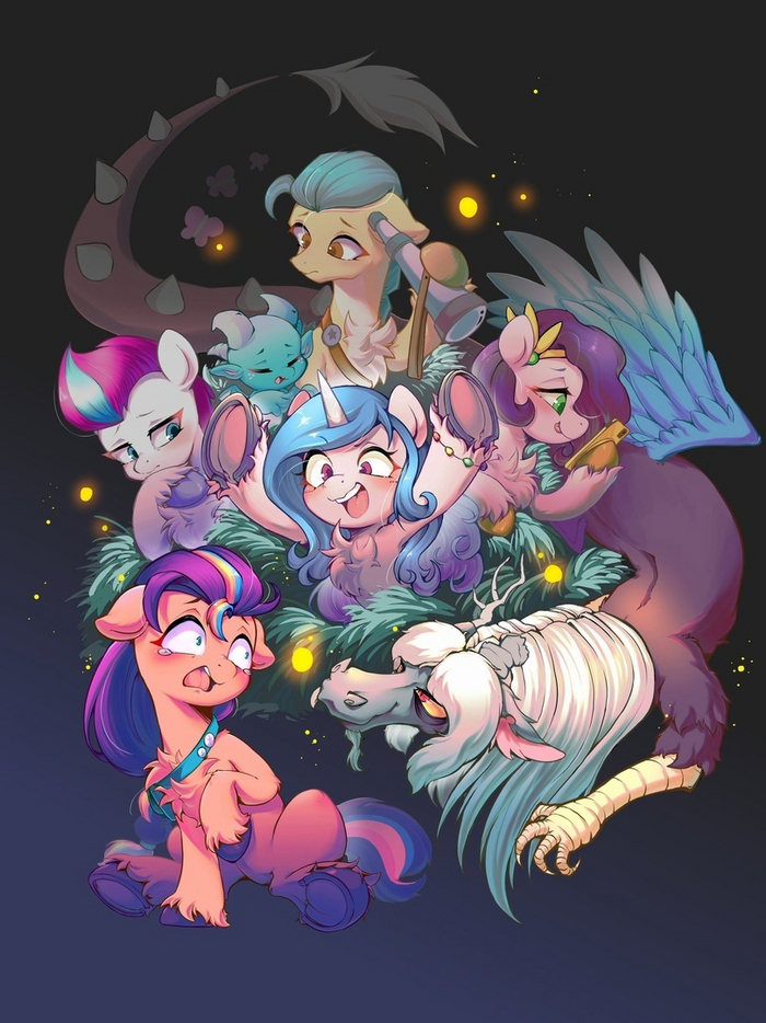 !  ?~ ) My Little Pony, MLP G5, Sunny Starscout, Hitch Trailblazer, Izzy Moonbow, Pipp Petals, Zipp Storm, MLP Discord, Sparky Sparkeroni