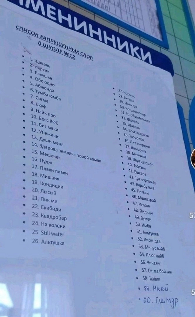 Запрещенные слова