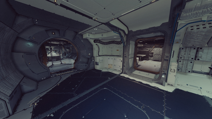 Из медотсека можно попасть в спальню (Страуд) (справа) или в боевую станцию (Страуд)