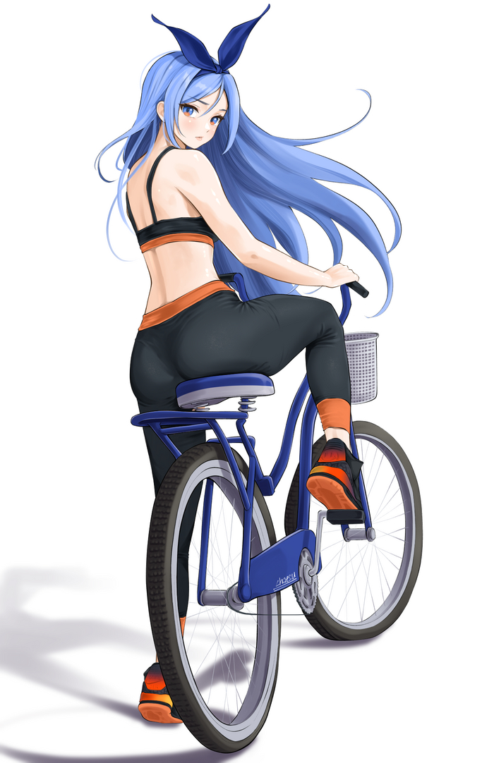 Bicycle girl Anime Art, , Chaesu, Minah, Original Character