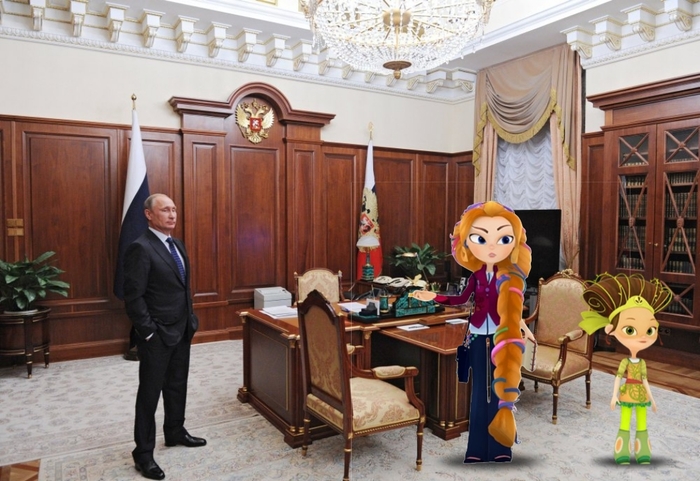 Василиса Васильевна и Маша встречают Президента России Владимир Владимирович Путин