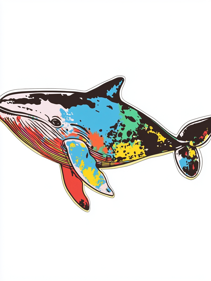 cut sticker colored whale Andy Warhol --ar 3:4 --profile klledyu --stylize 11 --v 6.1